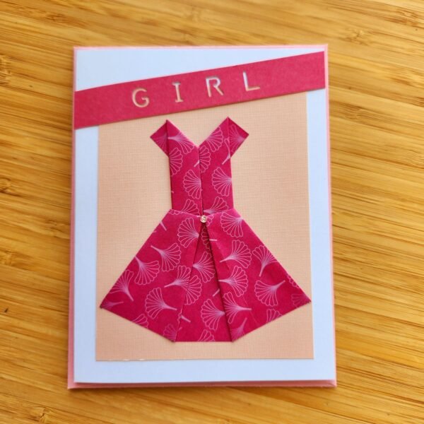 Origami Dress Baby Girl – Greeting Card - Image 2