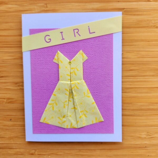 Origami Dress Baby Girl – Greeting Card - Image 3