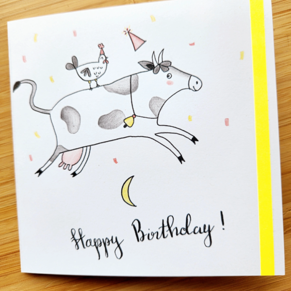 Cow and Chicken – Greeting Card