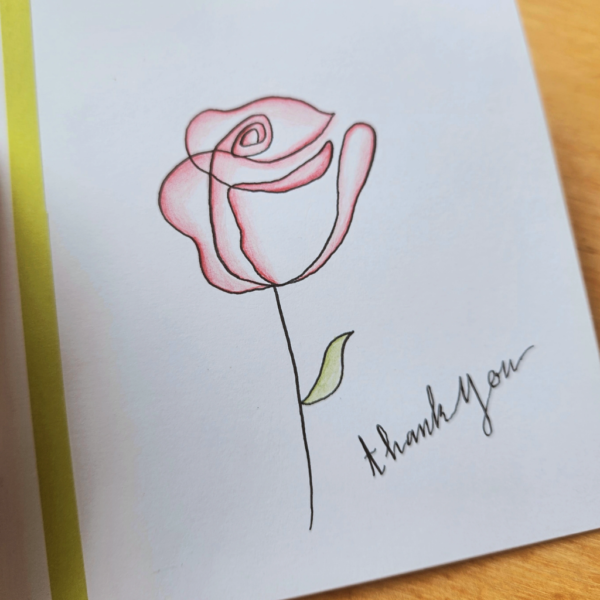 One-Line Drawing Rose – Greeting Card