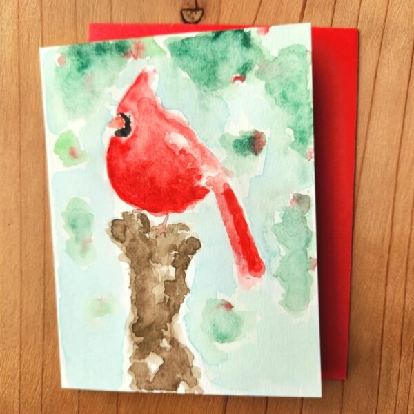 Winter Red Bird – Greeting Card