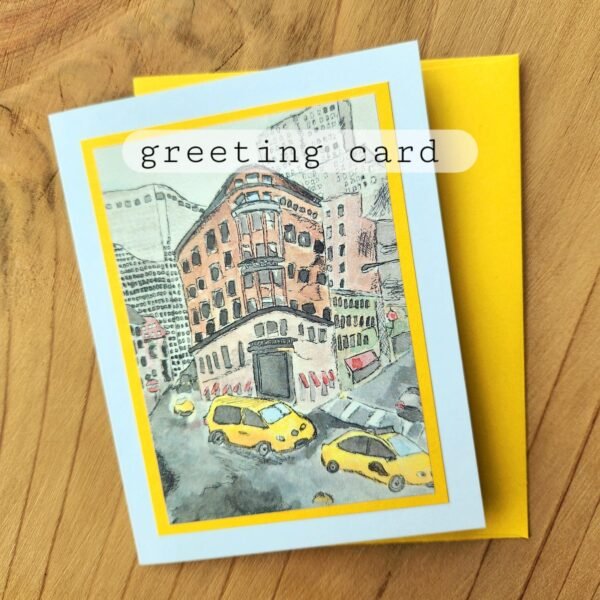 City with Yellow Cabs – Greeting Card