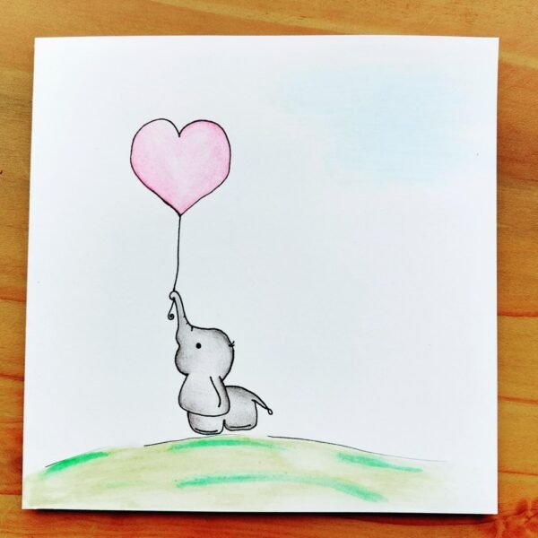 Elephant and Balloon – Greeting Card