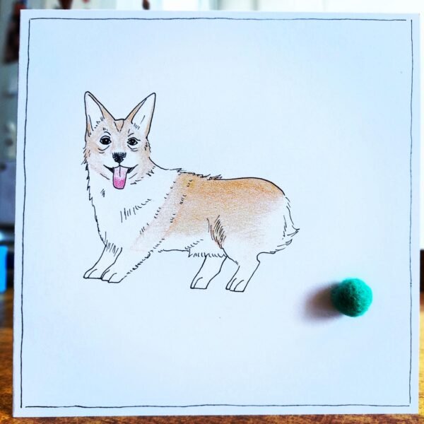 Corgi with Ball - Greeting Card