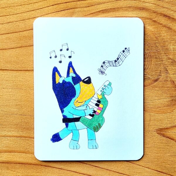 Blue Dog Playing Guitar – Greeting Card