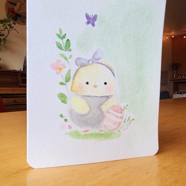 Easter Chick with Egg – Greeting Card