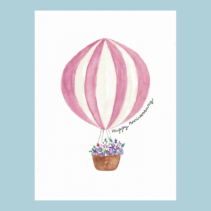 Hot Air Balloon with Flowers – Greeting Card
