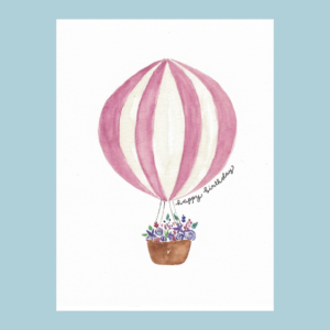 Hot Air Balloon with Flowers – Greeting Card Hot Air Balloon with Flowers – Greeting Card