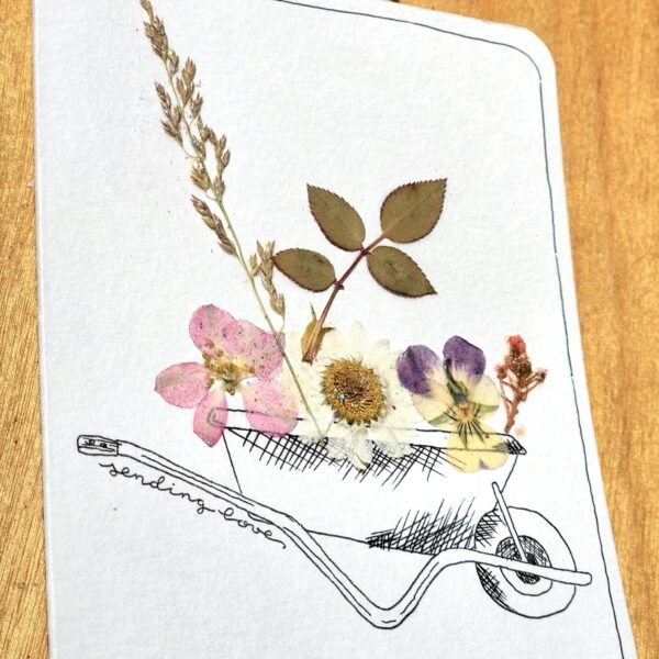 Dried Flowers and Wheelbarrow – Greeting Card