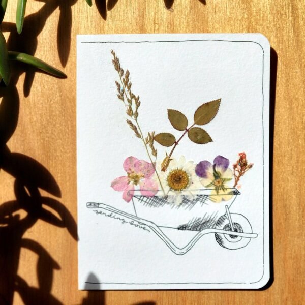 Dried Flowers and Wheelbarrow – Greeting Card