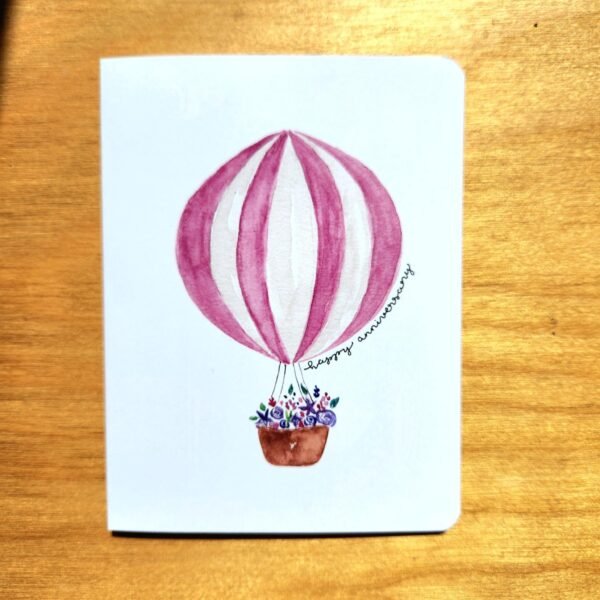 Hot Air Balloon with Flowers – Greeting Card - Image 3