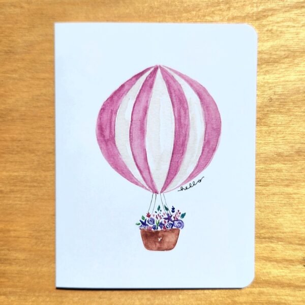 Hot Air Balloon with Flowers – Greeting Card - Image 5