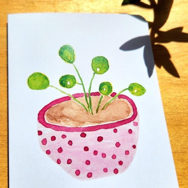 Pink Polka Dot Plant – Greeting Card - Image 4