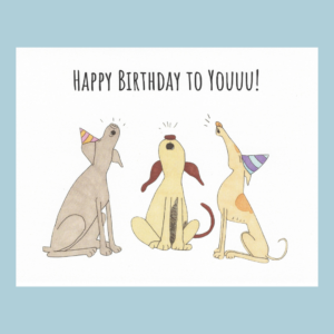 Howling Birthday Dogs – Greeting Card