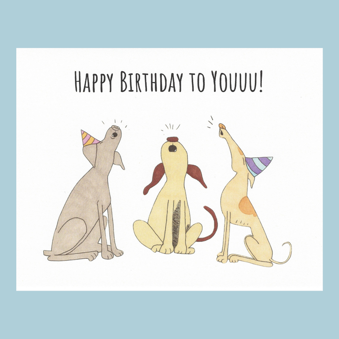 Howling Birthday Dogs – Greeting Card