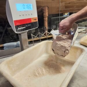 Carefully weighing out the flour