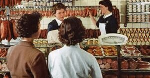 A typical butcher shop display in Vaud — with pâtés, saucissons, salami, and other regional specialties.