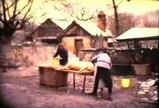 butchering day on the farm