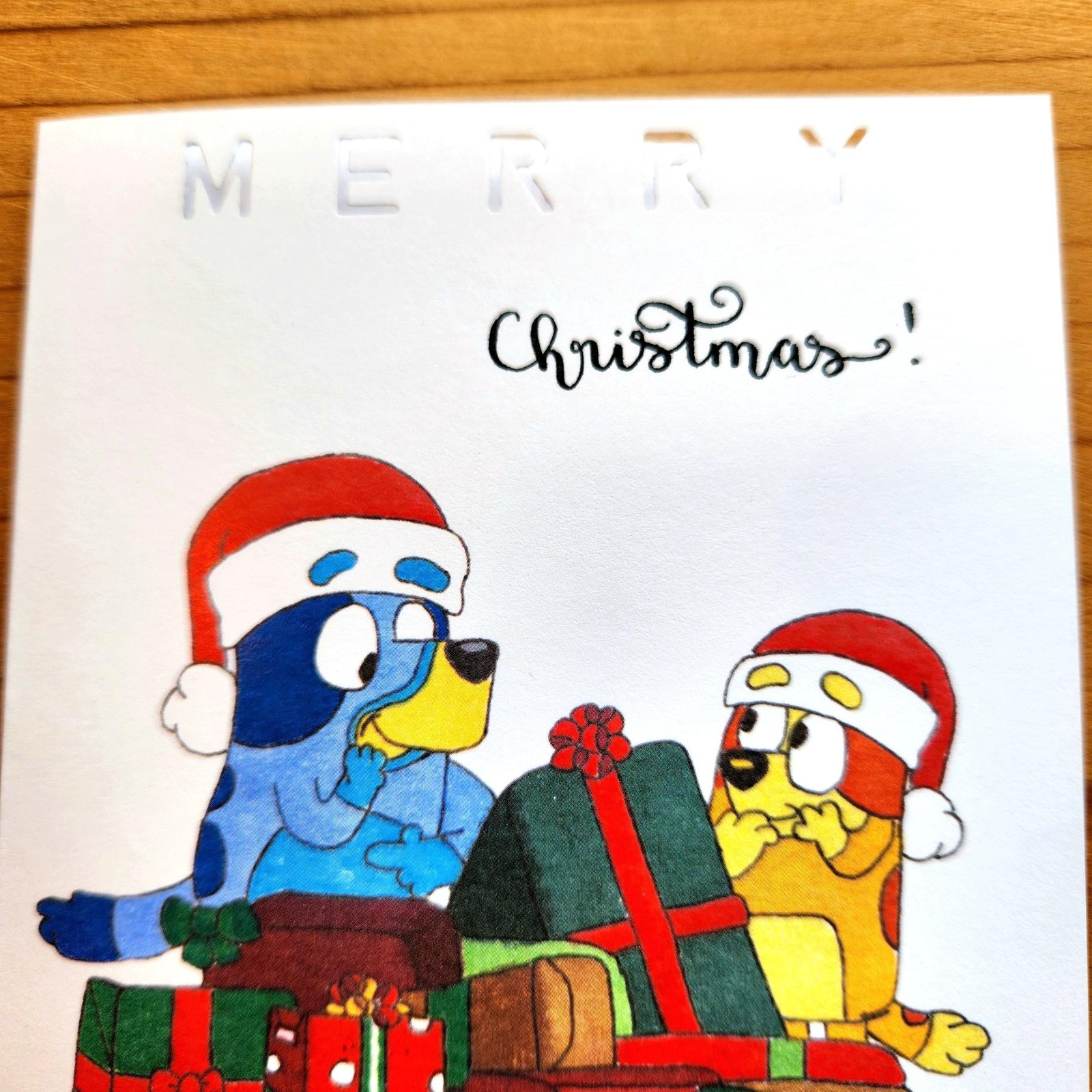 Bluey Dogs with Presents — Christmas Card