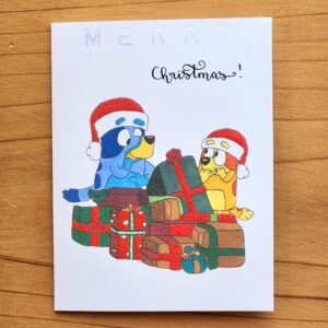 Bluey Dogs with Presents — Christmas Card