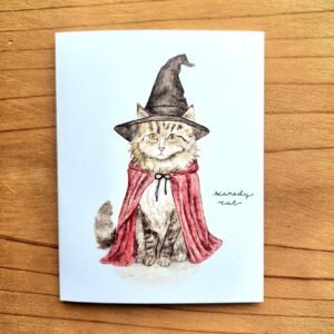 Cat in a Witch Hat — Halloween Card