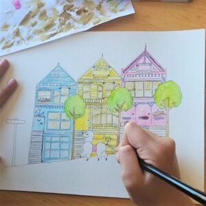 painted ladies san francisco watercolor