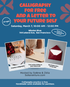 calligraphy and letter to future self pop up san francisco