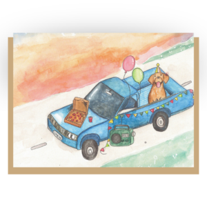 Dog Birthday Car – Greeting Card
