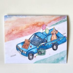 Dog Birthday Car – Greeting Card