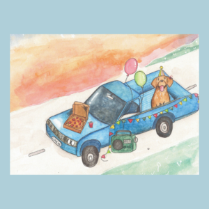 Dog Birthday Car – Greeting Card