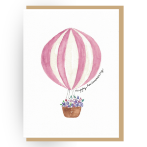 Hot Air Balloon with Flowers – Greeting Card