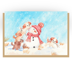 Naughty Puppy & Snowman – Christmas Card Naughty Puppy & Snowman – Christmas Card