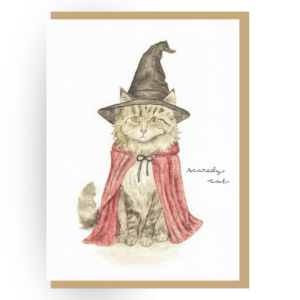 Cat in a Witch Hat — Halloween Card