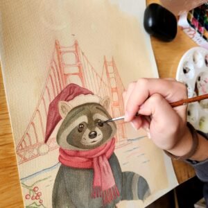 racoon in san francisco greeting card
